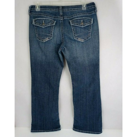 ANA Distressed Whiskered Thick Stitched Dark Wash Jeans Size 14S - Picture 3 of 10